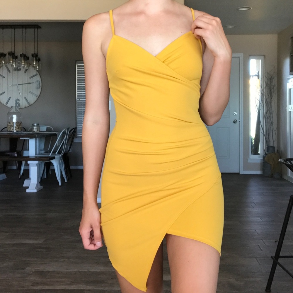 Yellow Wrap Front Dress